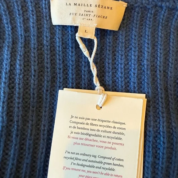 Sezane Moira Jumper Bleu D'hiver - Size L - Picture 2 of 8